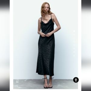 Zara Satin Dress Dark Green